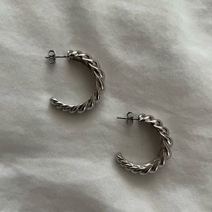 Croissant Dome Hoops from Mejuri larger size in sterling silver